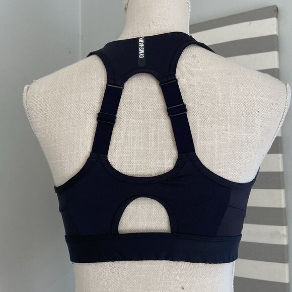 Gymshark Black Zipper Front Racer Back Athletic Sports Bra Size XS - Picture 4 of 7